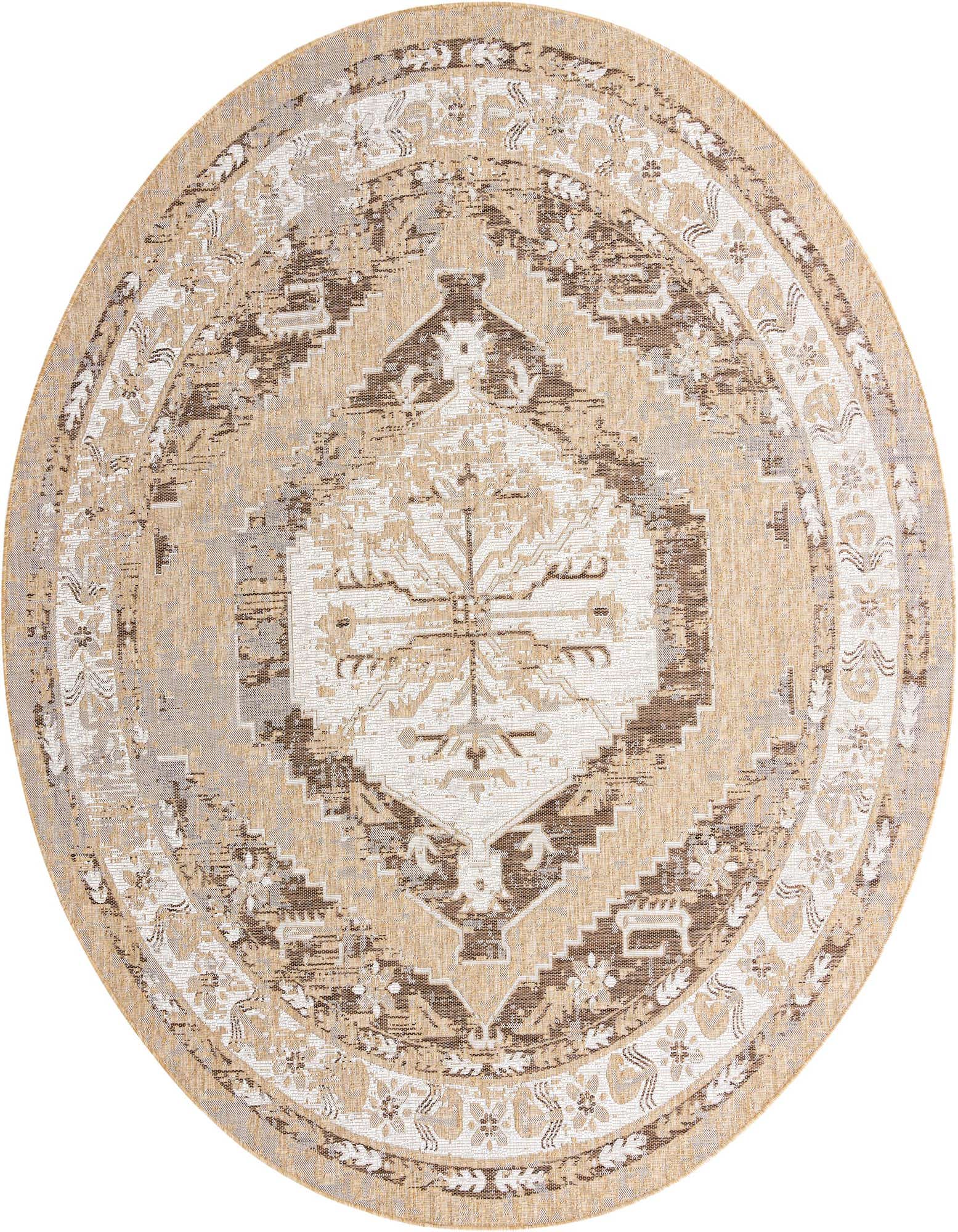 10' x 10' Easy-Clean Traditional Indoor / Outdoor Round Rug