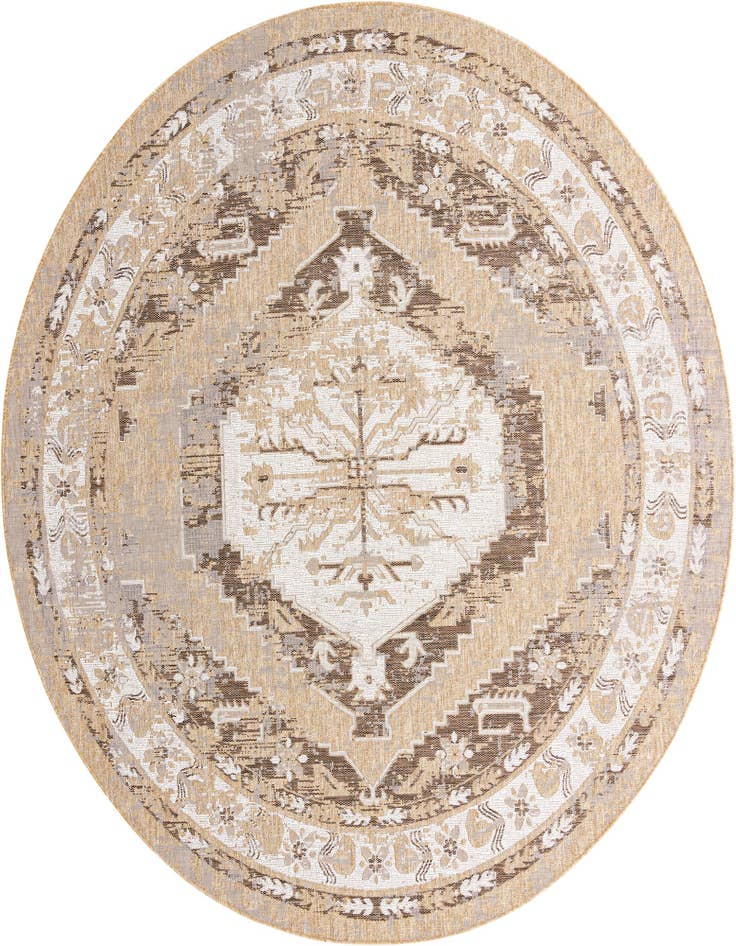 Detail image of 10' x 10' Easy-Clean Traditional Indoor / Outdoor Round Rug