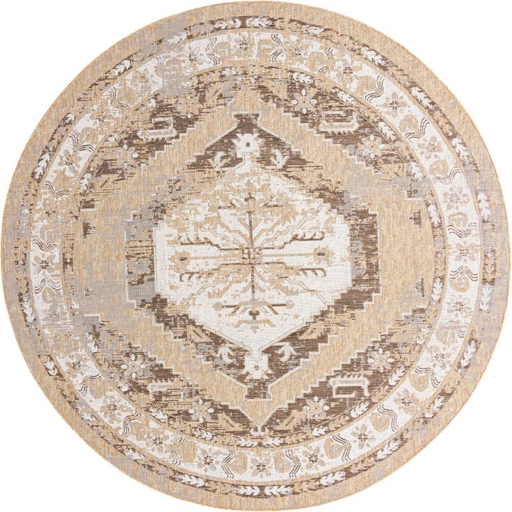 Detail image of 10' x 10' Easy-Clean Traditional Indoor / Outdoor Round Rug