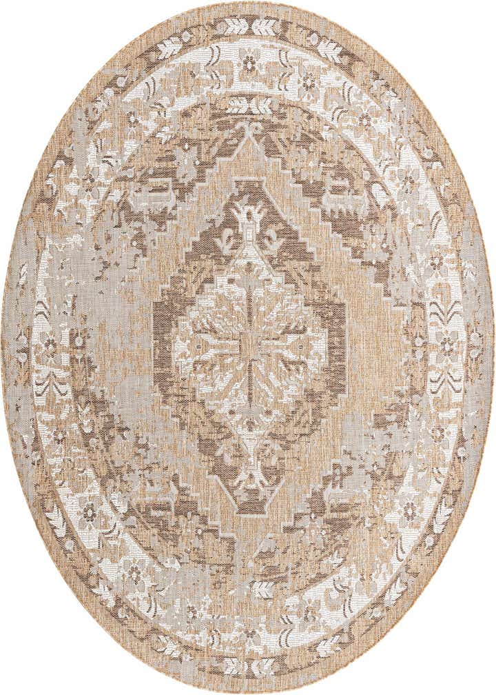 7' 10 x 7' 10 Easy-Clean Traditional Indoor / Outdoor Round Rug