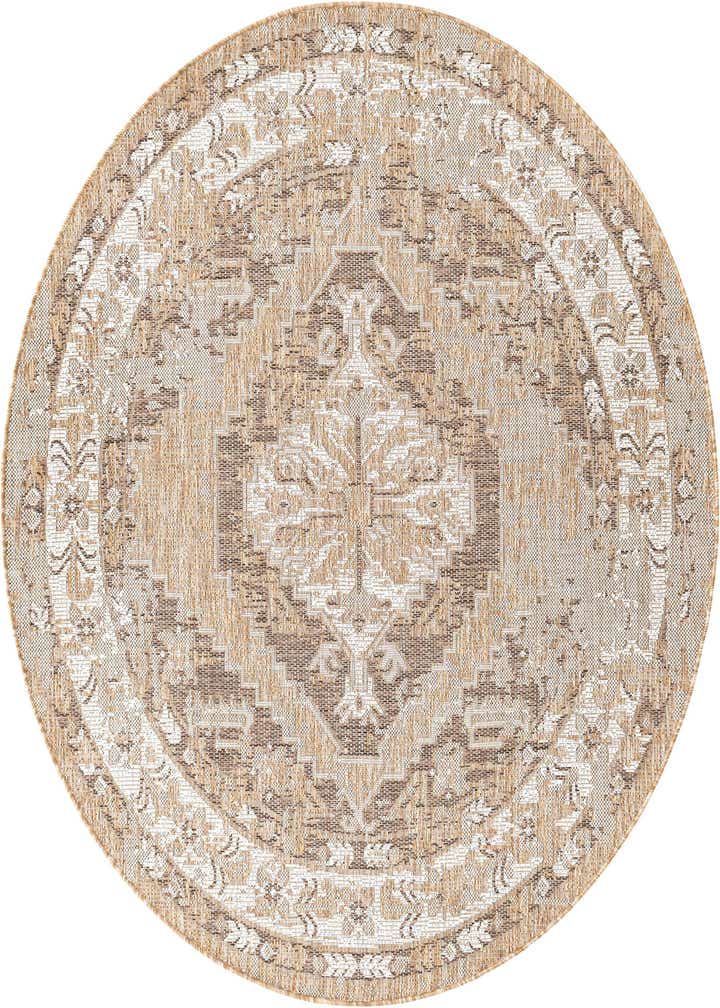 5' 3 x 5' 3 Easy-Clean Traditional Indoor / Outdoor Round Rug