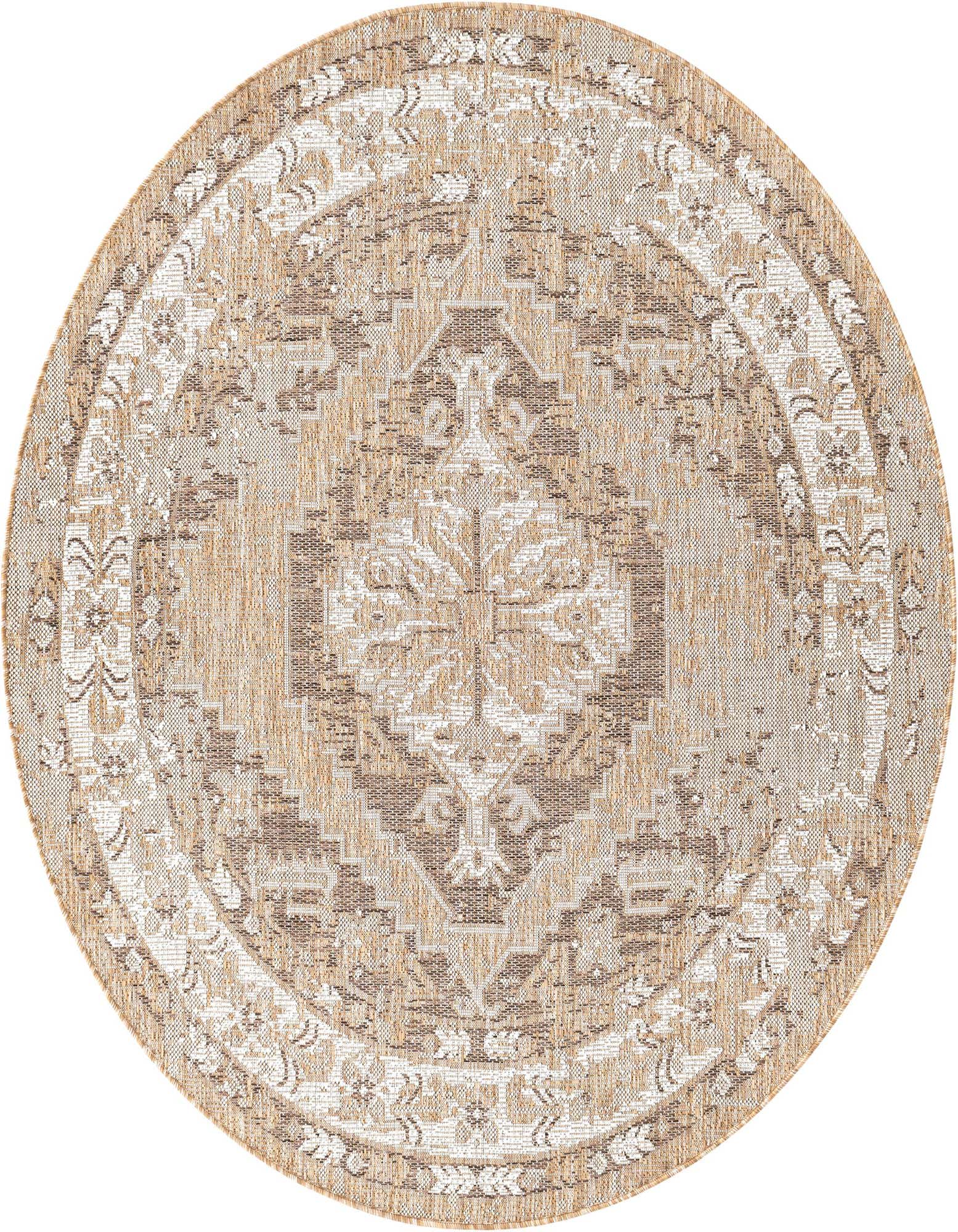 5' 3 x 5' 3 Easy-Clean Traditional Indoor / Outdoor Round Rug