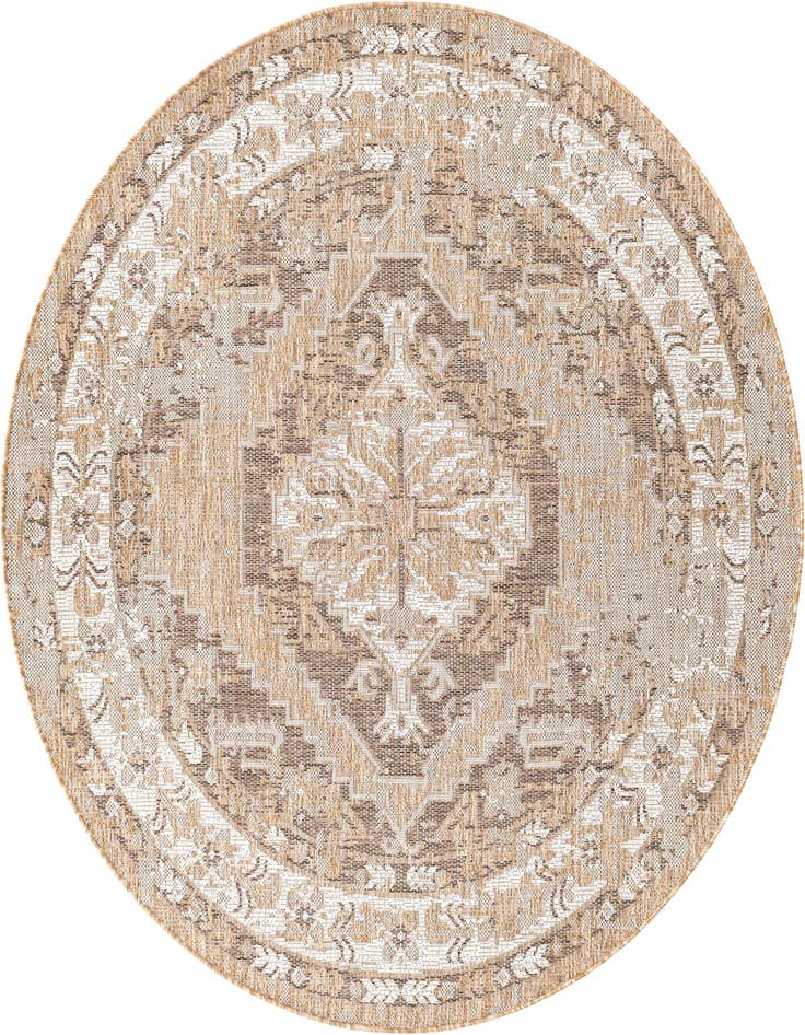 Detail image of 5' 3 x 5' 3 Easy-Clean Traditional Indoor / Outdoor Round Rug