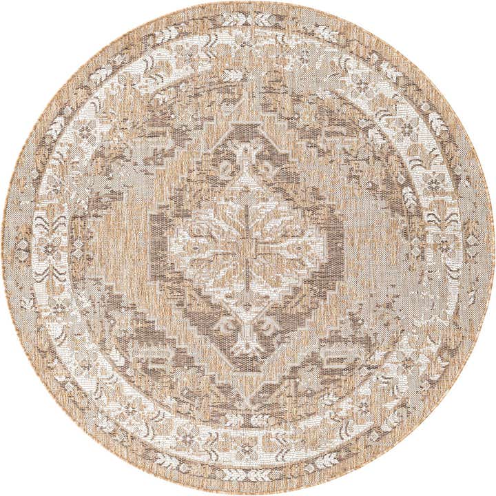 5' 3 x 5' 3 Easy-Clean Traditional Indoor / Outdoor Round Rug