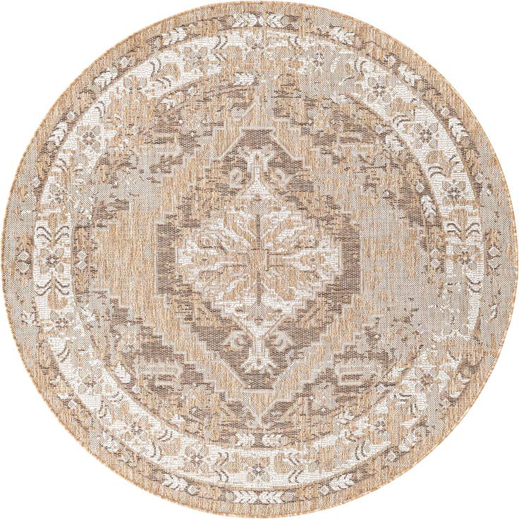 Detail image of 5' 3 x 5' 3 Easy-Clean Traditional Indoor / Outdoor Round Rug