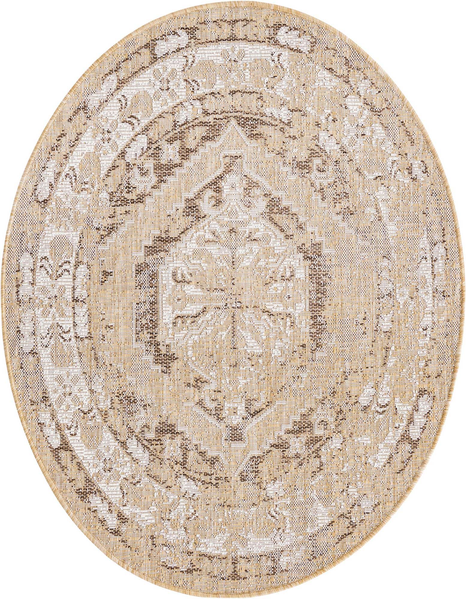 4' x 4' Easy-Clean Traditional Indoor / Outdoor Round Rug