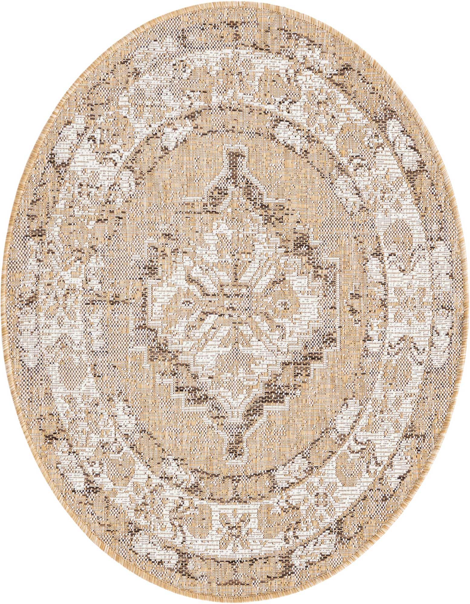 3' x 3' Easy-Clean Traditional Indoor / Outdoor Round Rug
