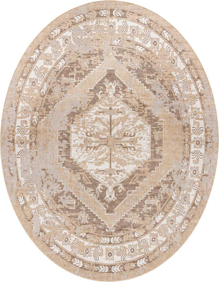 Detail image of 13' x 13' Easy-Clean Traditional Indoor / Outdoor Round Rug