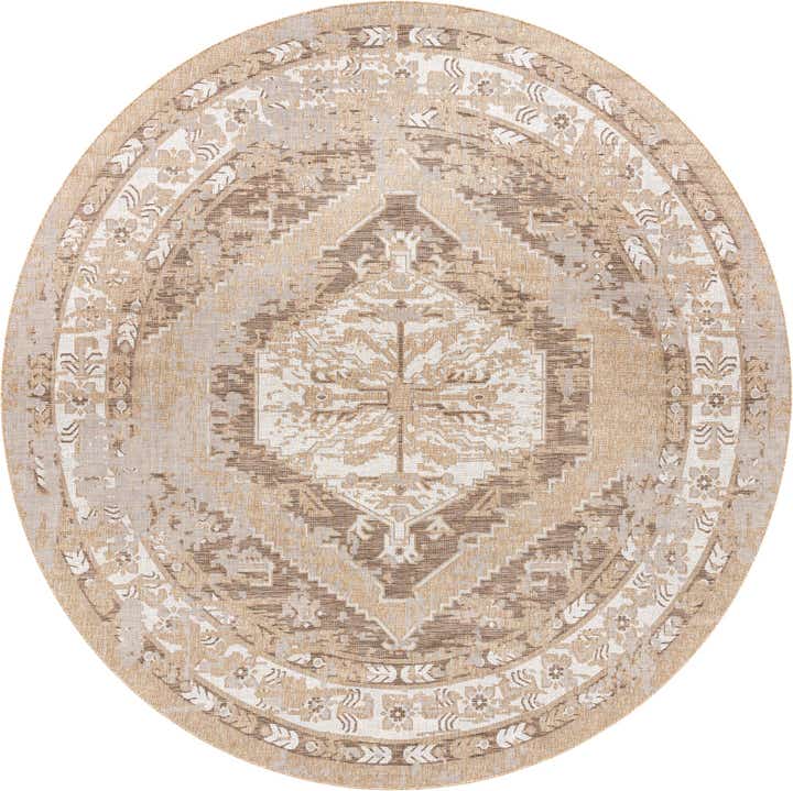 13' x 13' Easy-Clean Traditional Indoor / Outdoor Round Rug