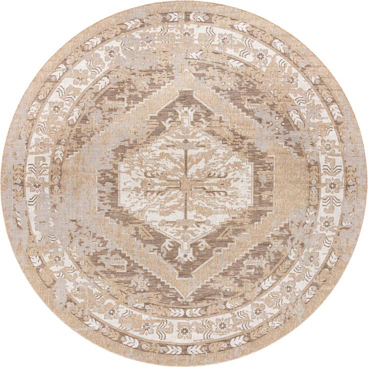 Detail image of 13' x 13' Easy-Clean Traditional Indoor / Outdoor Round Rug