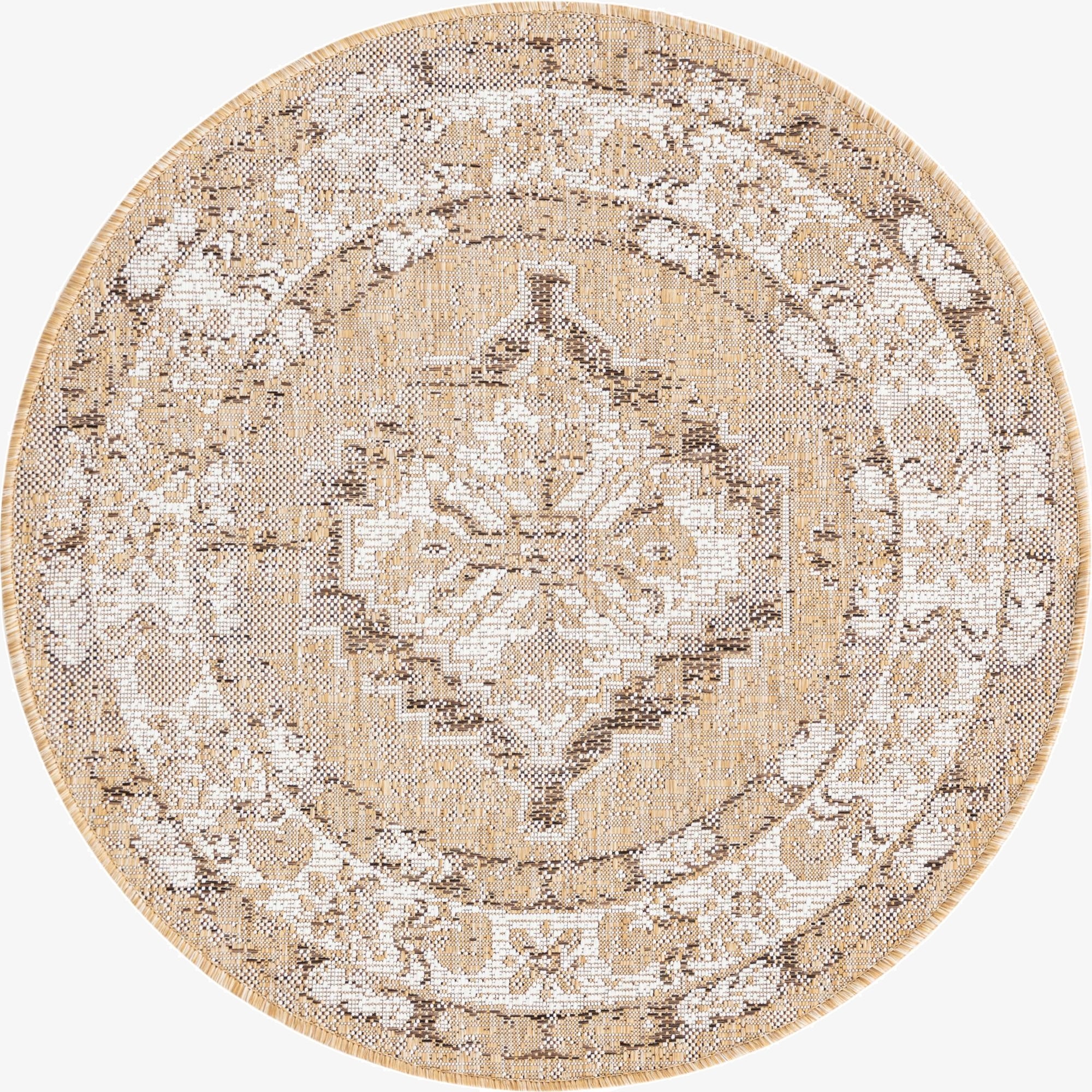 3' x 3'  Washable Traditional Indoor / Outdoor Round Rug