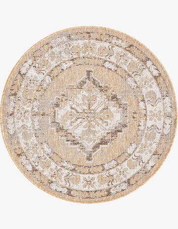 3' x 3' Easy-Clean Traditional Indoor / Outdoor Round Rug
