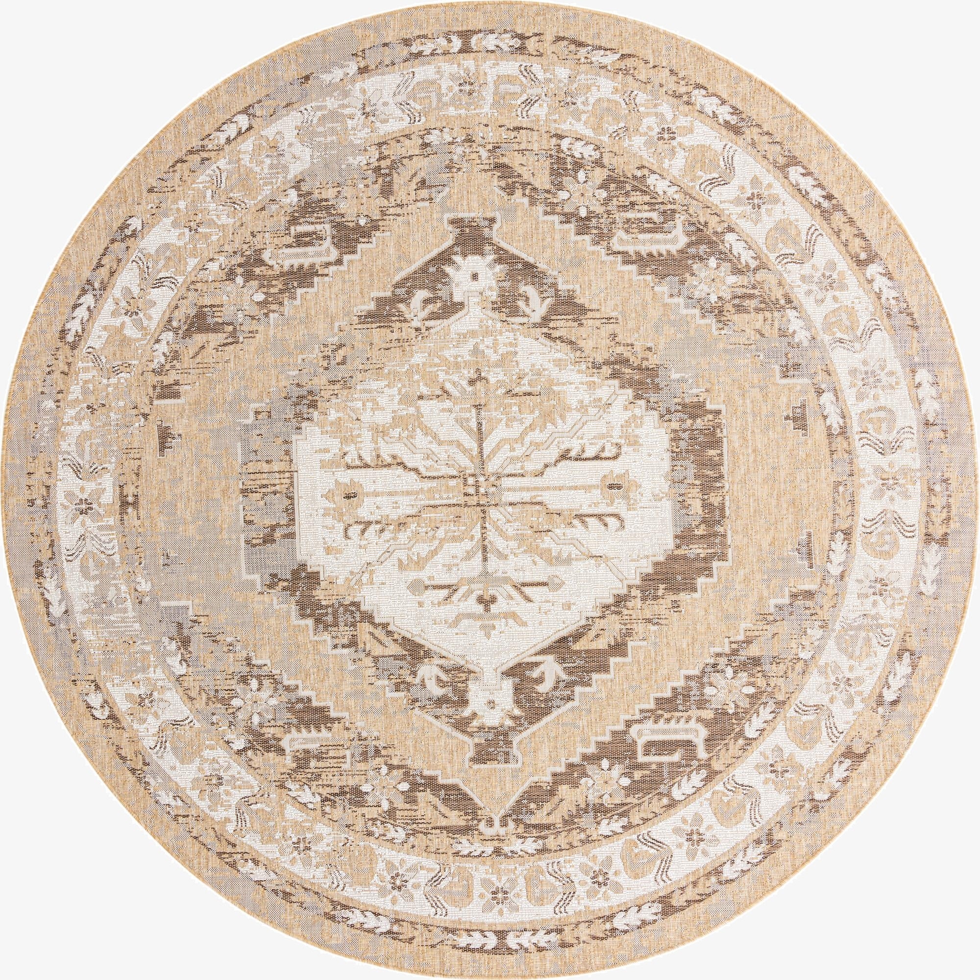 10' x 10'  Washable Traditional Indoor / Outdoor Round Rug
