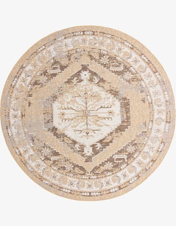 10' x 10' Easy-Clean Traditional Indoor / Outdoor Round Rug