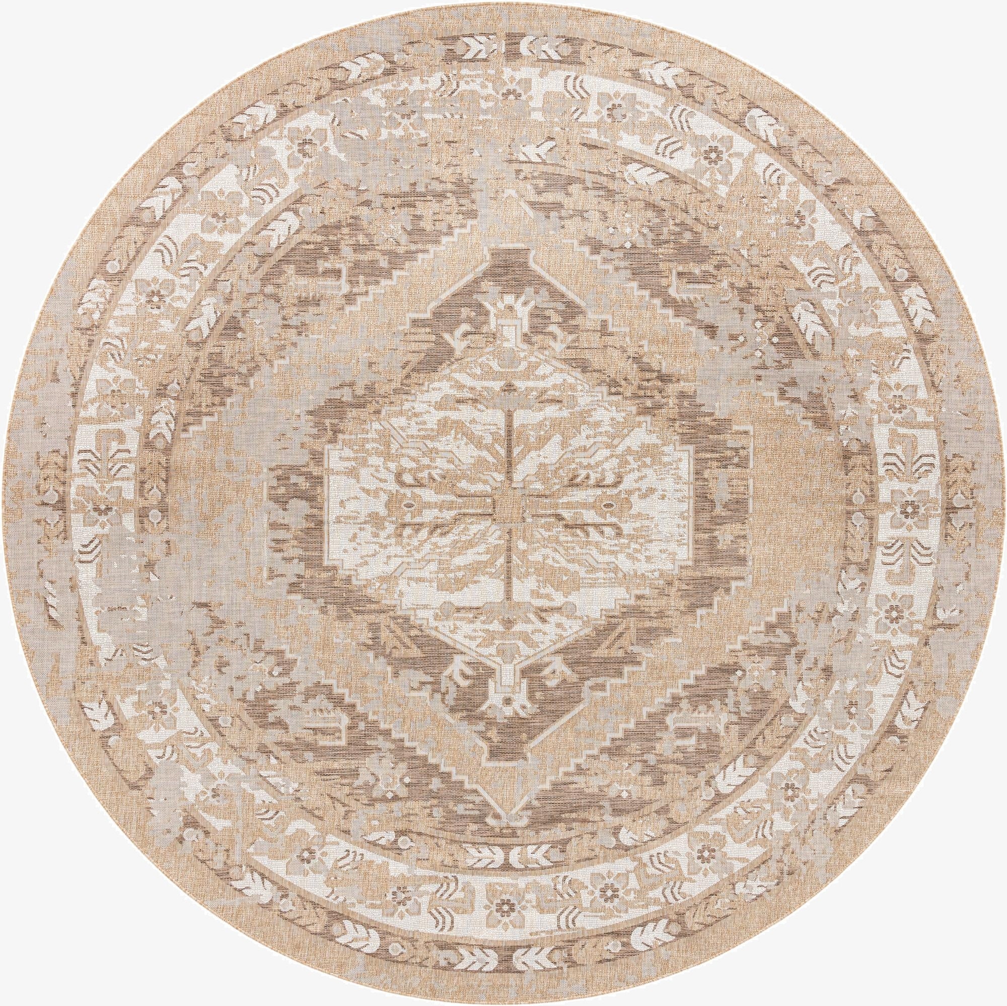 13' x 13'  Washable Traditional Indoor / Outdoor Round Rug