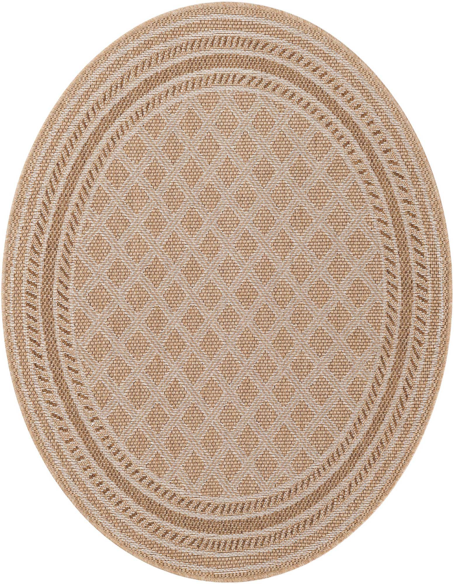 5' 1 x 5' 1 Easy-Clean Trellis Indoor / Outdoor Round Rug