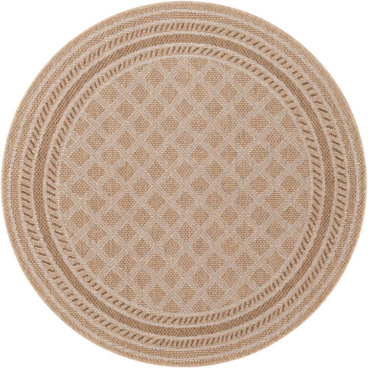 5' 1 x 5' 1 Easy-Clean Trellis Indoor / Outdoor Round Rug