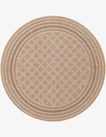 5' 1 x 5' 1 Easy-Clean Trellis Indoor / Outdoor Round Rug