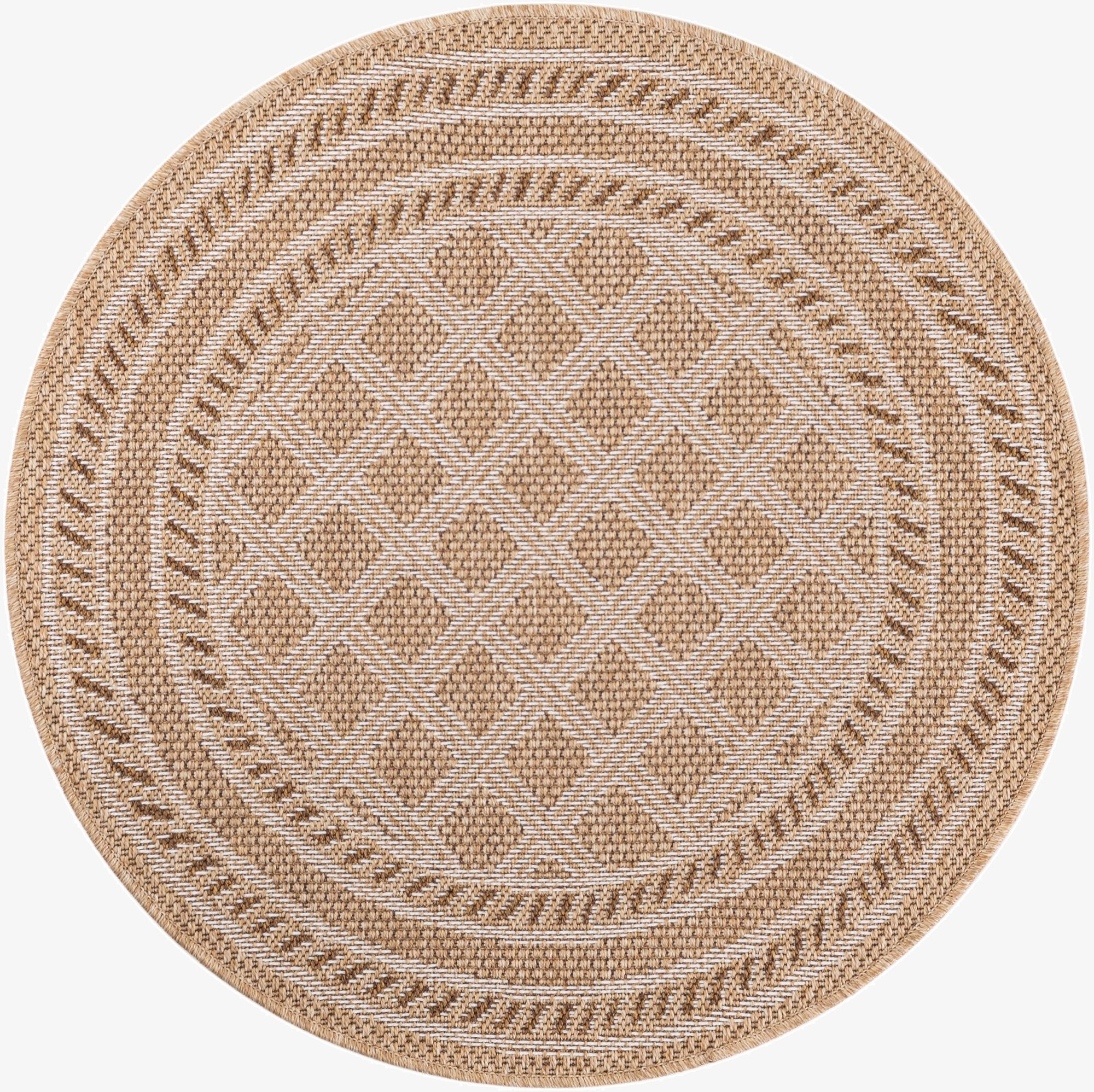 3' 3 x 3' 3  Washable Trellis Indoor / Outdoor Round Rug