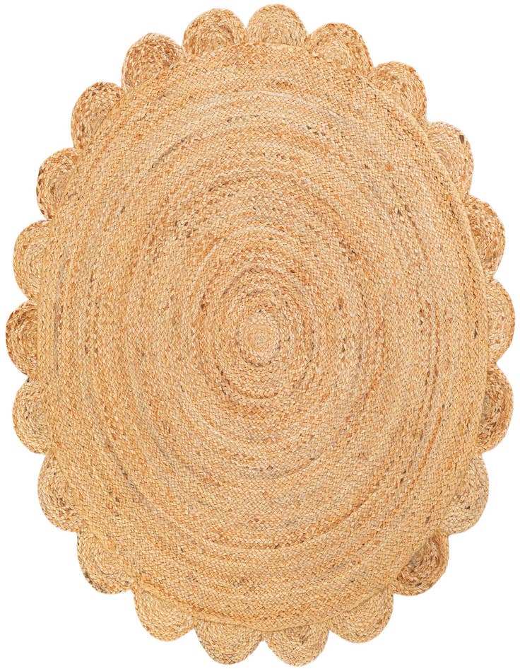 Detail image of 4' 1 x 4' 1 Hand Woven Scallop Braided Jute Round Rug