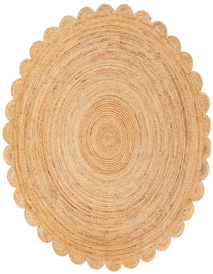 Detail image of 7' 10 x 7' 10  Hand Woven Scallop Braided Jute Round Rug