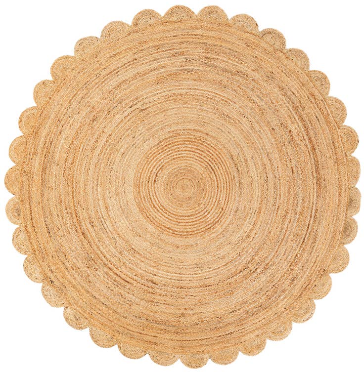 Detail image of 7' 10 x 7' 10 Hand Woven Scallop Braided Jute Round Rug