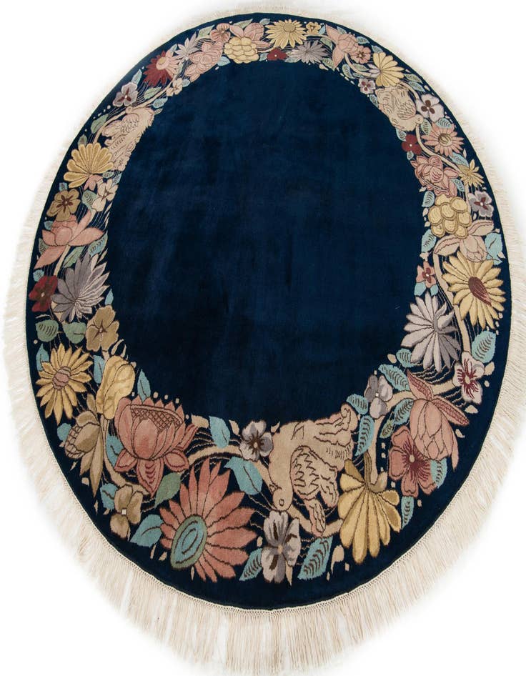 Detail image of 8' x 8'  Hand Knotted Tibet Oriental Wool Round Rug