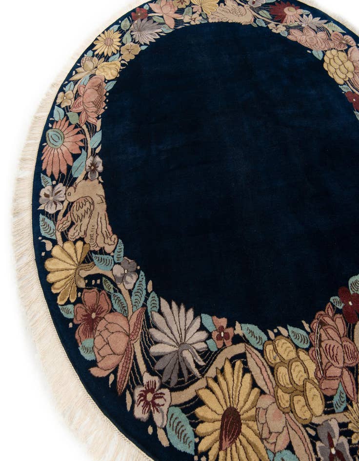 Detail image of 8' x 8'  Hand Knotted Tibet Oriental Wool Round Rug