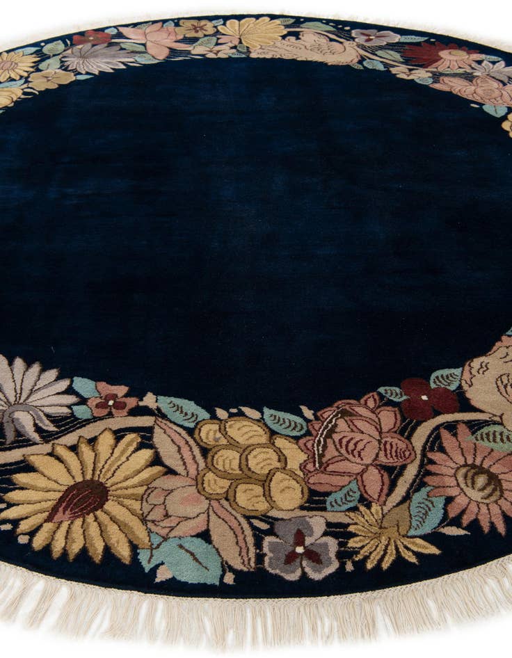 Detail image of 8' x 8'  Hand Knotted Tibet Oriental Wool Round Rug
