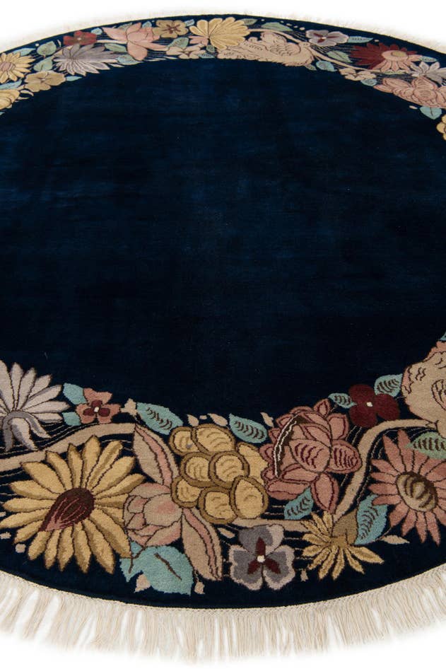 Detail image of 8' x 8' Hand Knotted Tibet Oriental Wool Round Rug