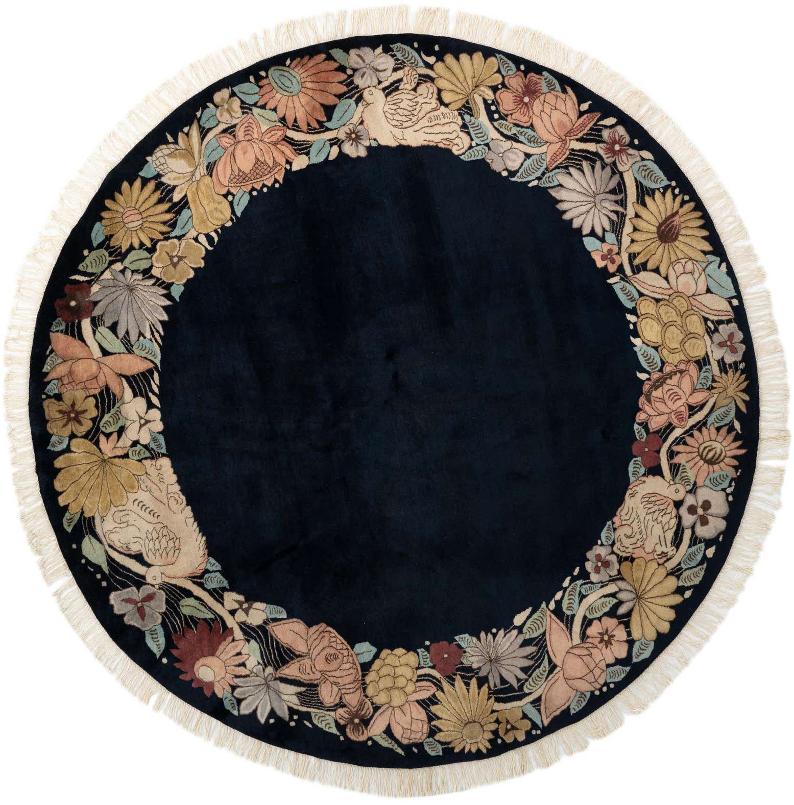 8' x 8' Hand Knotted Tibet Oriental Wool Round Rug