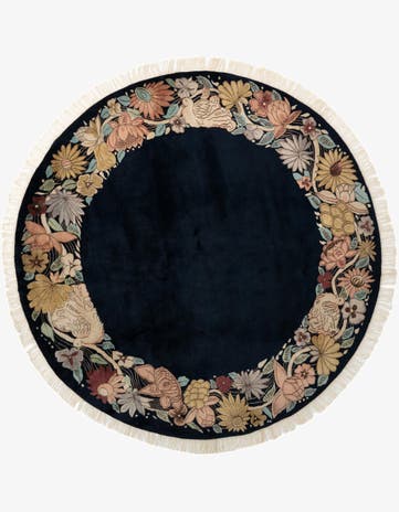 8' x 8' Hand Knotted Tibet Oriental Wool Round Rug