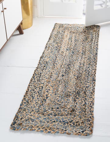 Natural Handmade Braided Chindi Runner Rug