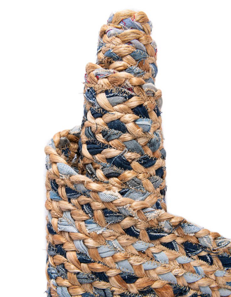 Detail image of 2' 2 x 8'  Hand Braided Chindi Runner Rug