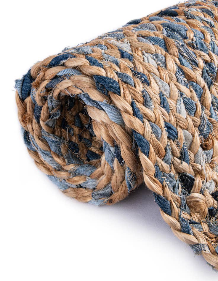 Detail image of 2' 2 x 8'  Hand Braided Chindi Runner Rug