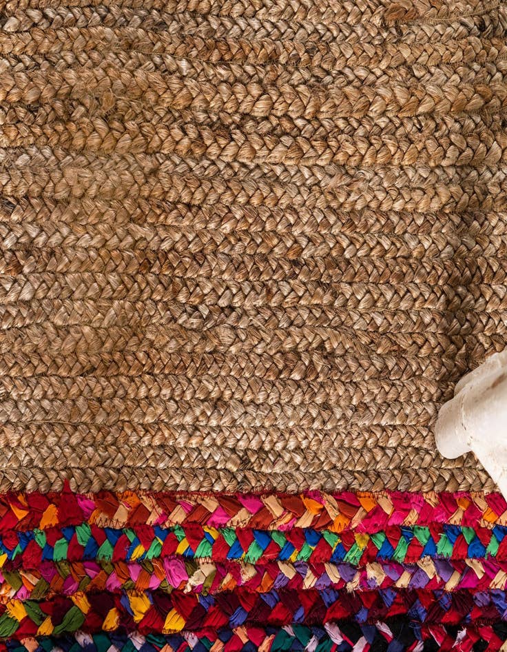 Detail image of 2' 7 x 6' 1  Hand Braided Jute Runner Rug