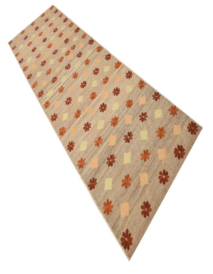 Detail image of 3' x 10' 4  Hand Woven Kilim Modern Wool Runner Rug