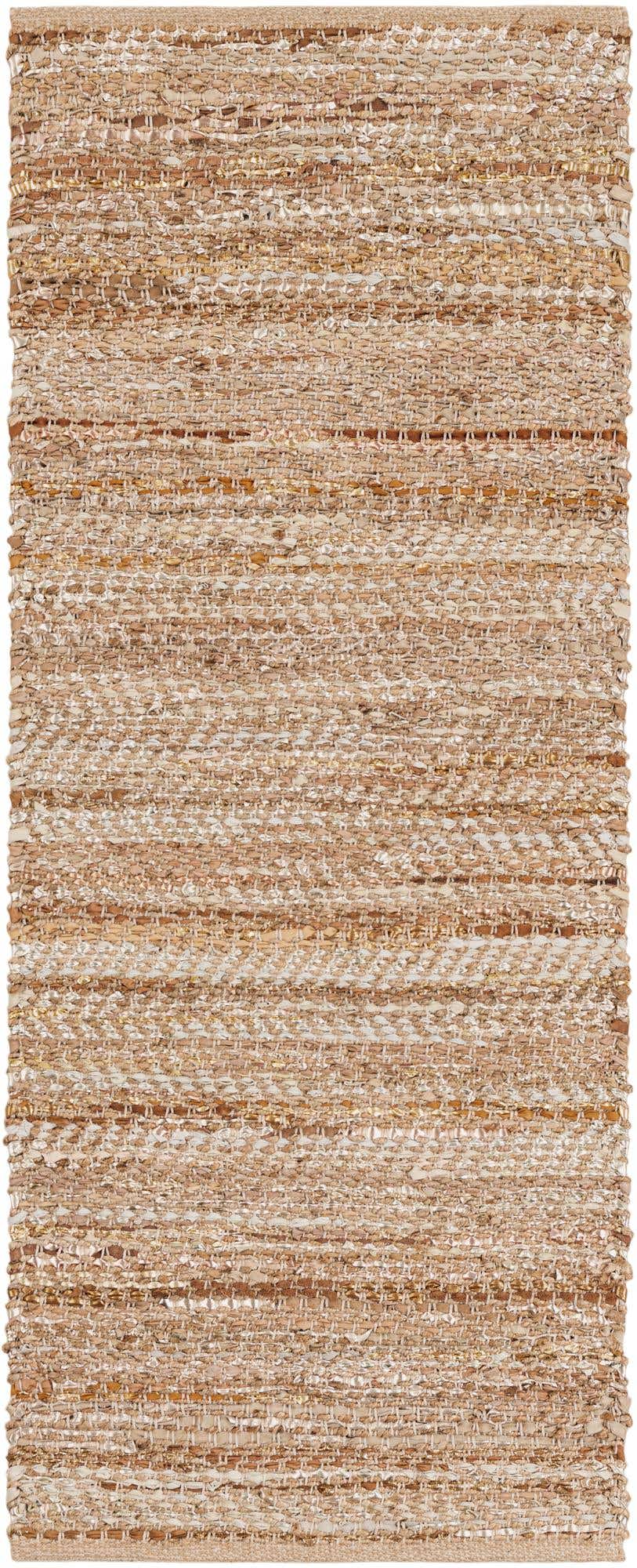 2' x 5' 1 Hand Woven Leather Metallic Jute Runner Rug