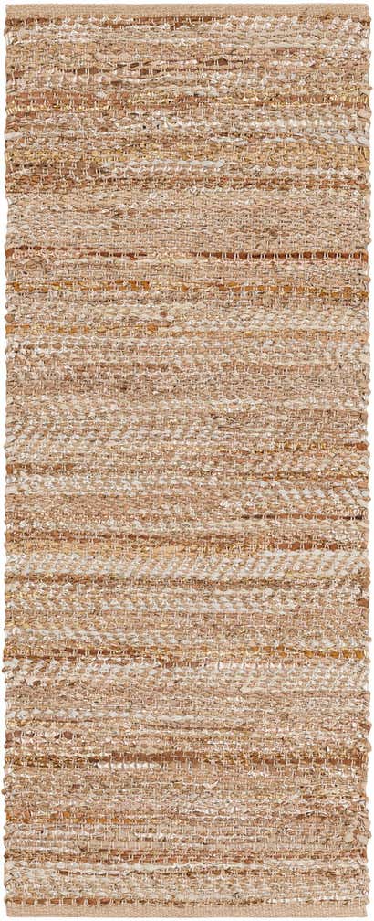 2' x 5' 1 Hand Woven Leather Metallic Jute Runner Rug