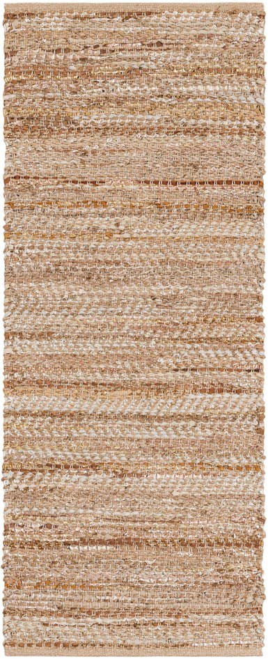 Detail image of 2' x 5' 1 Hand Woven Leather Metallic Jute Runner Rug