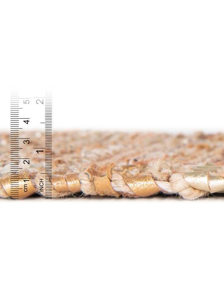 Detail image of 2' x 5' 1 Hand Woven Leather Metallic Jute Runner Rug