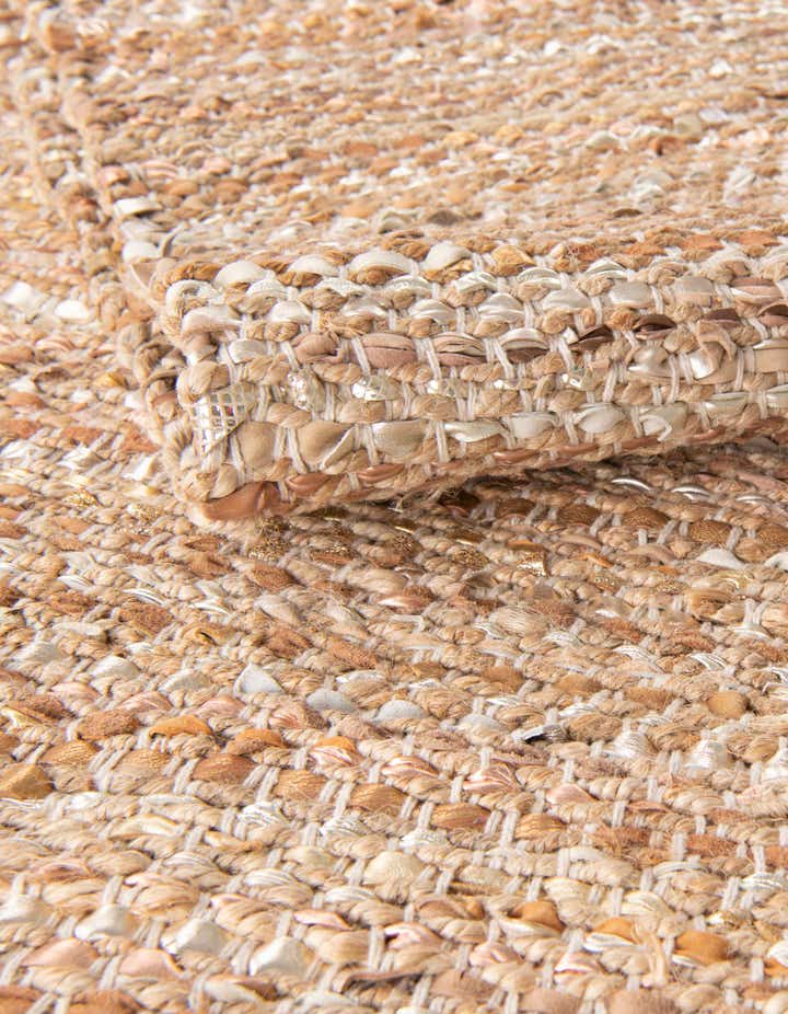 2' x 5' 1 Hand Woven Leather Metallic Jute Runner Rug