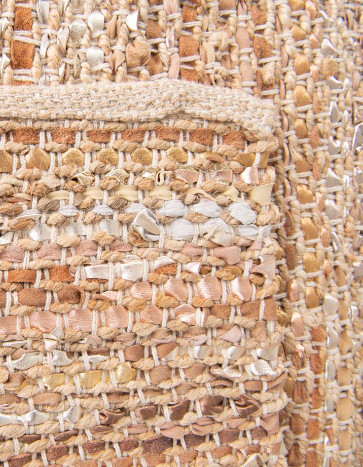 Detail image of 2' x 5' 1 Hand Woven Leather Metallic Jute Runner Rug