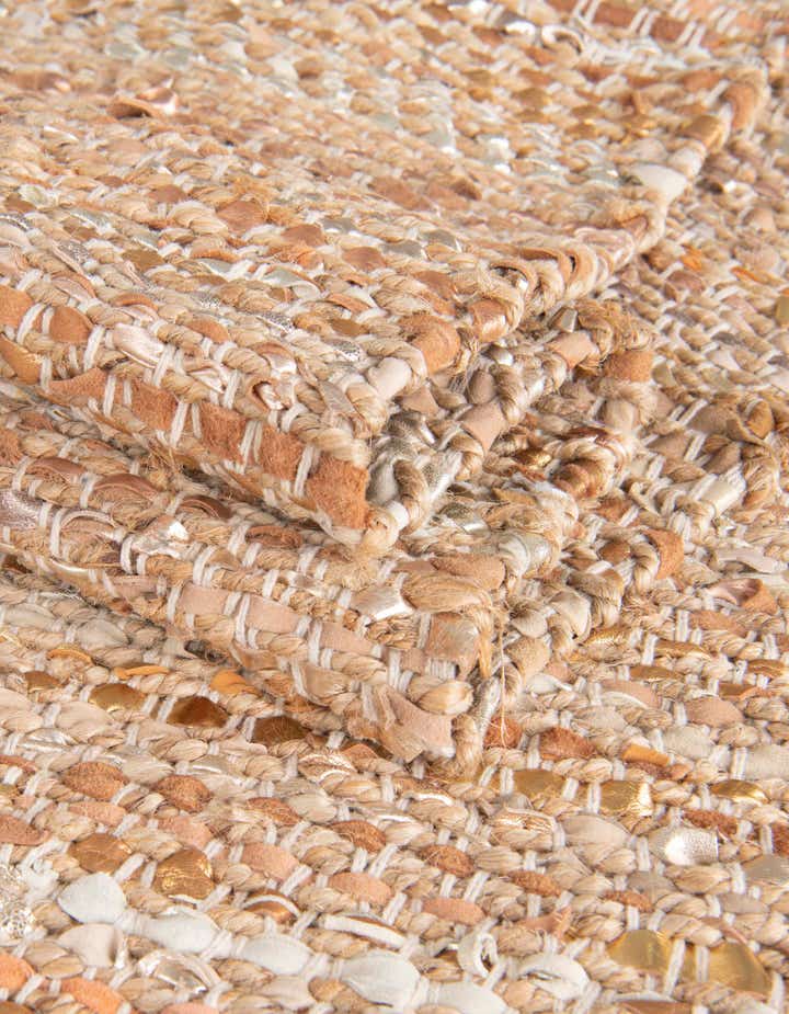 2' x 5' 1 Hand Woven Leather Metallic Jute Runner Rug