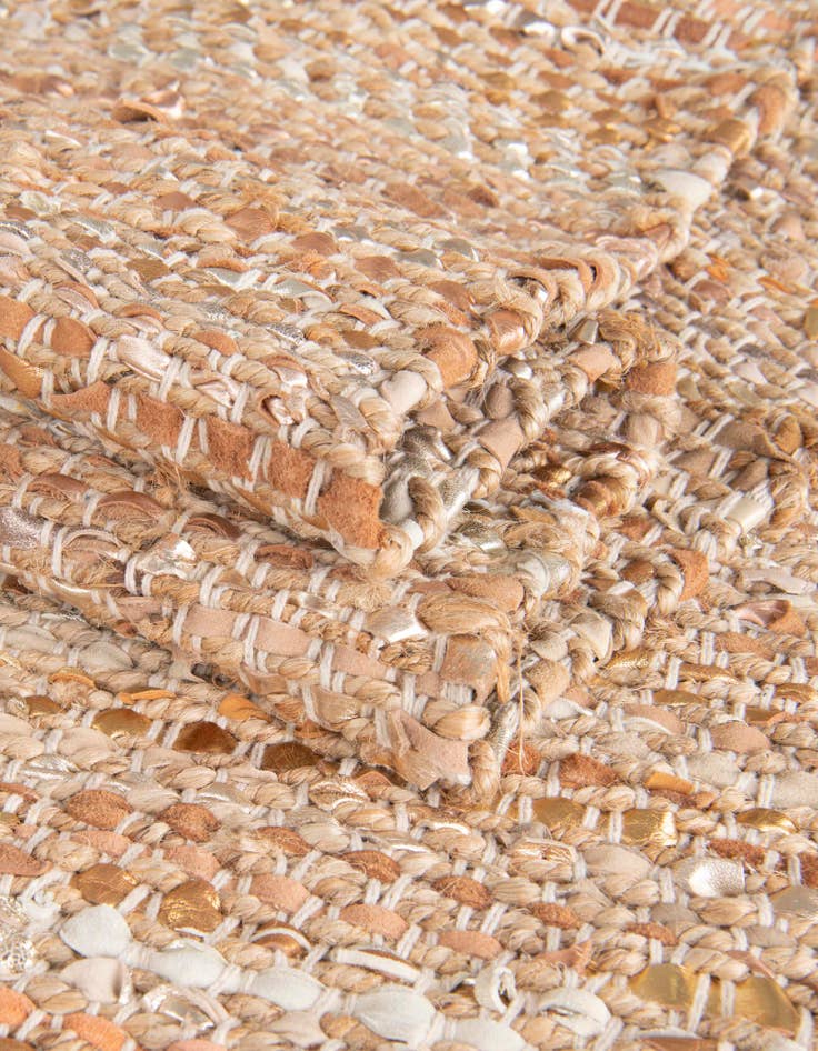 Detail image of 2' x 5' 1 Hand Woven Leather Metallic Jute Runner Rug