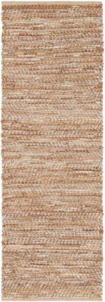 2' x 6' 1 Hand Woven Leather Metallic Jute Runner Rug