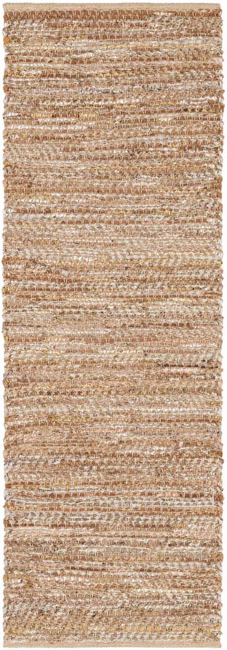 Detail image of 2' x 6' 1 Hand Woven Leather Metallic Jute Runner Rug