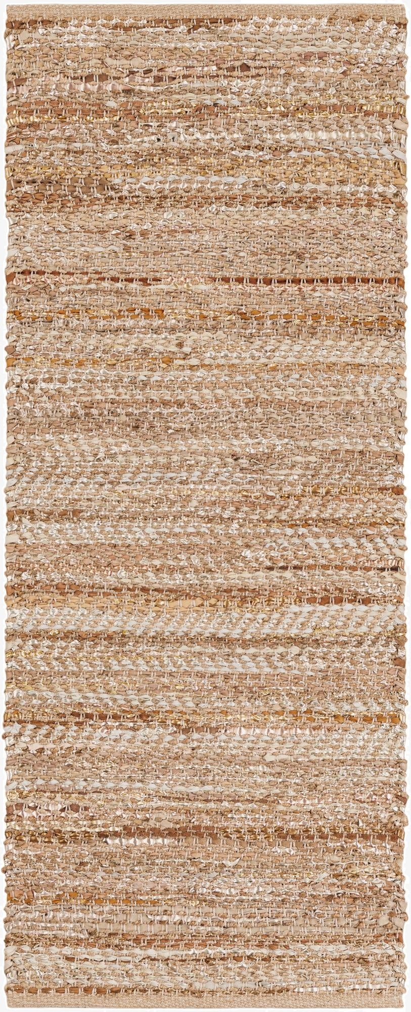 2' x 5' 1  Hand Woven Leather Metallic Jute Runner Rug
