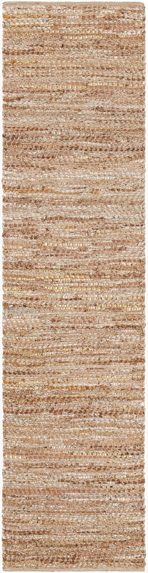 2' x 8'  Hand Woven Leather Metallic Jute Runner Rug