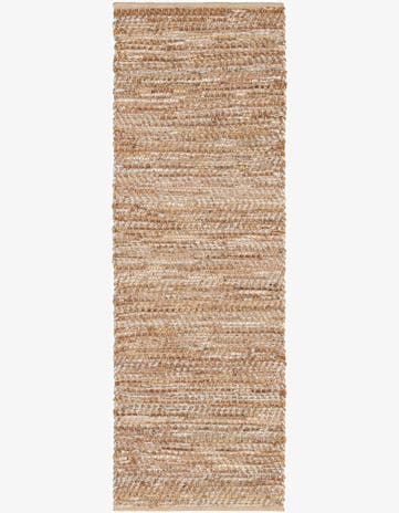 2' x 6' 1 Hand Woven Leather Metallic Jute Runner Rug
